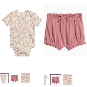 Colored Organics Afton Bodysuit in Giada Floral and June Bloomers in Punch